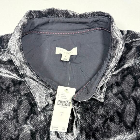 Pilcro Anthropologie Snakeskin Print Button Down Shirt NWT Sz L Oversized - Picture 4 of 7